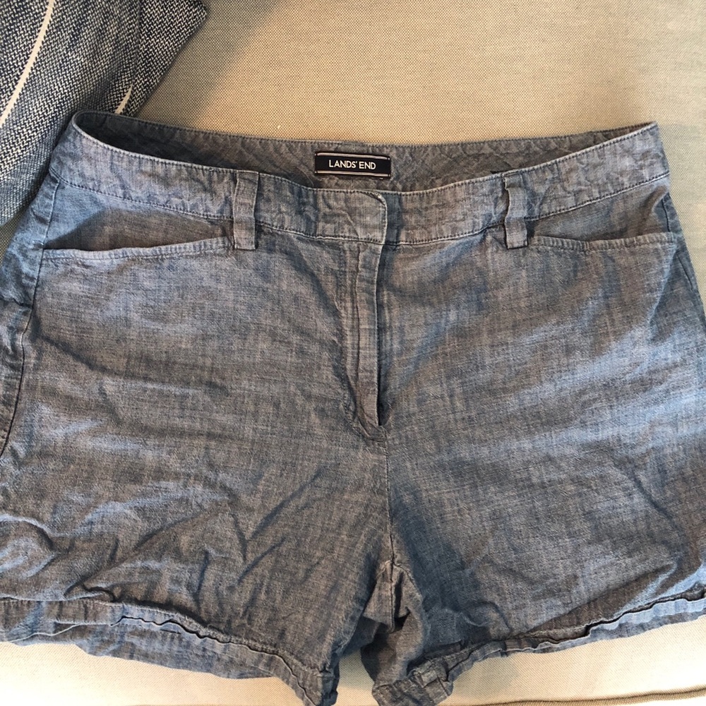 Lands End Chambray Mid-rise shorts